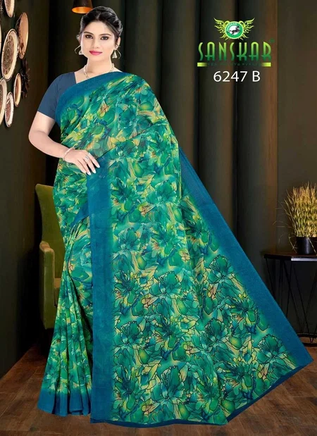 Pallavi Pqr By Sanskar Georgette Casual Wear Saree Wholesale In India